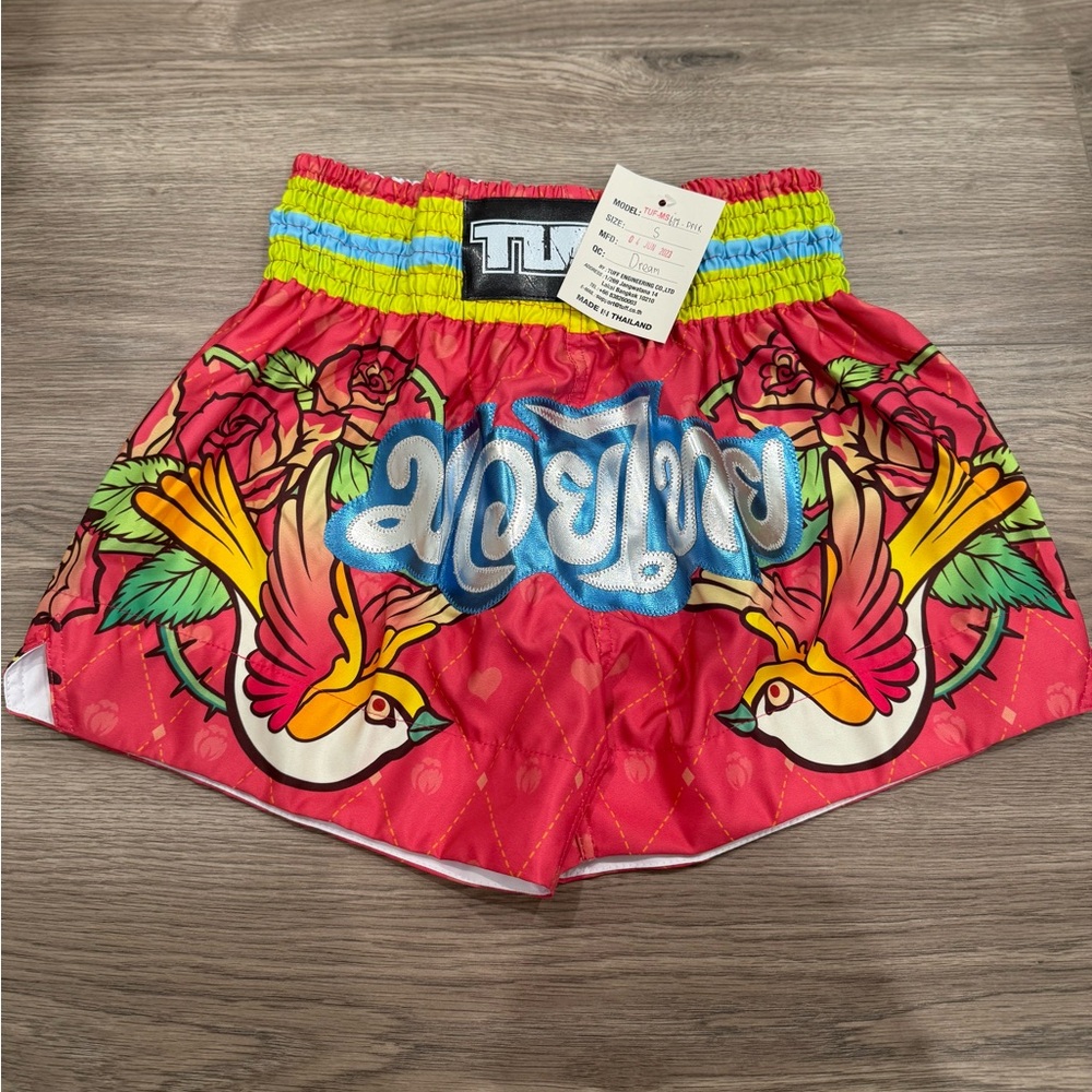 Colorful Muay Thai, MMA, Boxing Shorts with Bird Design